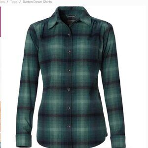 Royal Robbins Ws Merinolux Long Sleeve Flannel Shirt, size L, blue/green plaid
